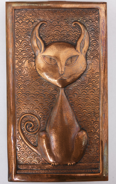 Custom Copper Panel with Art Deco Cat
