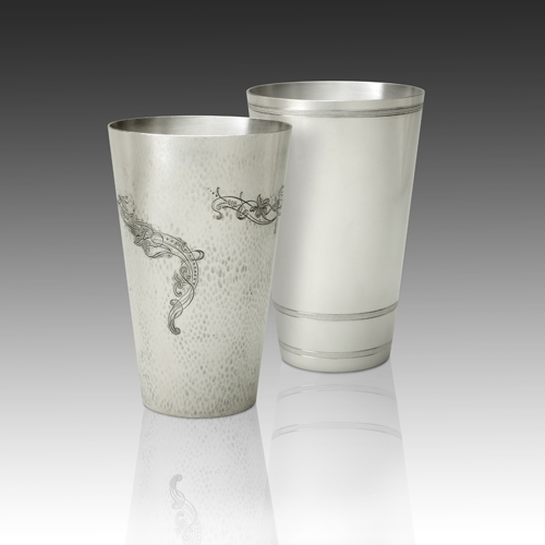 Holloware and Flatware Custom Silver Tumbler with Chased Design 3