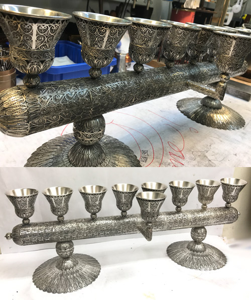 Filigree Menorah: Before and After